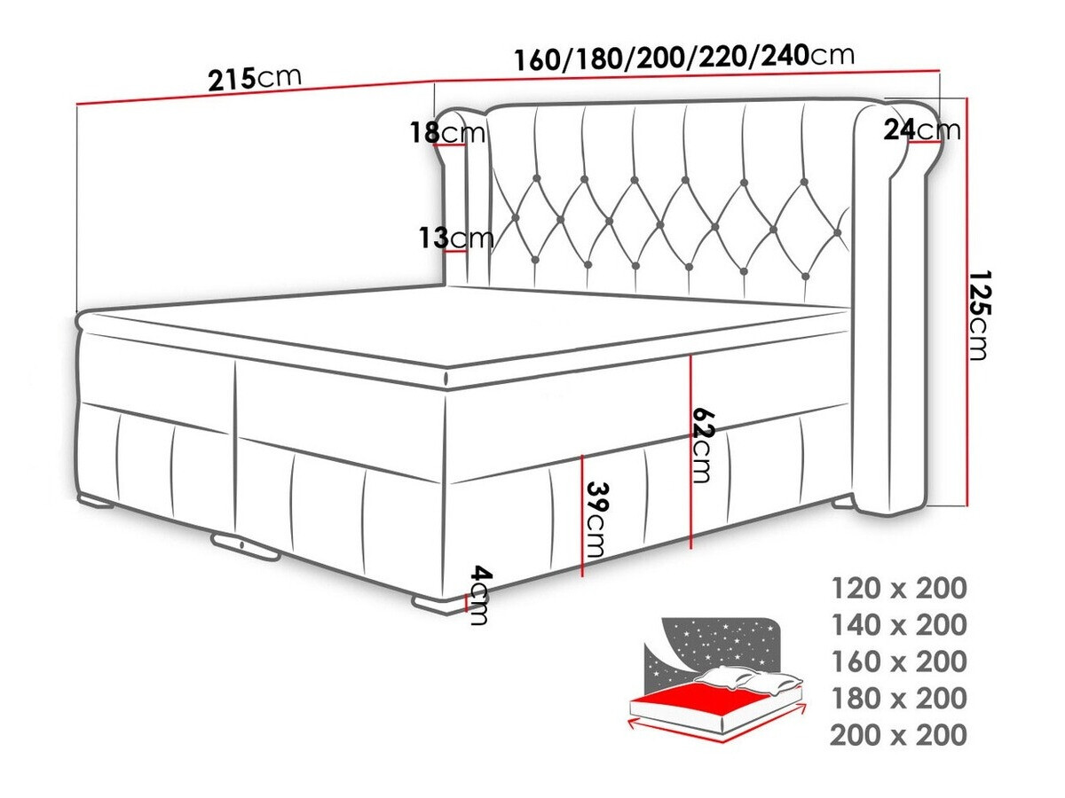 Cama continental Baltimore 132 (Magic Velvet 2217)
