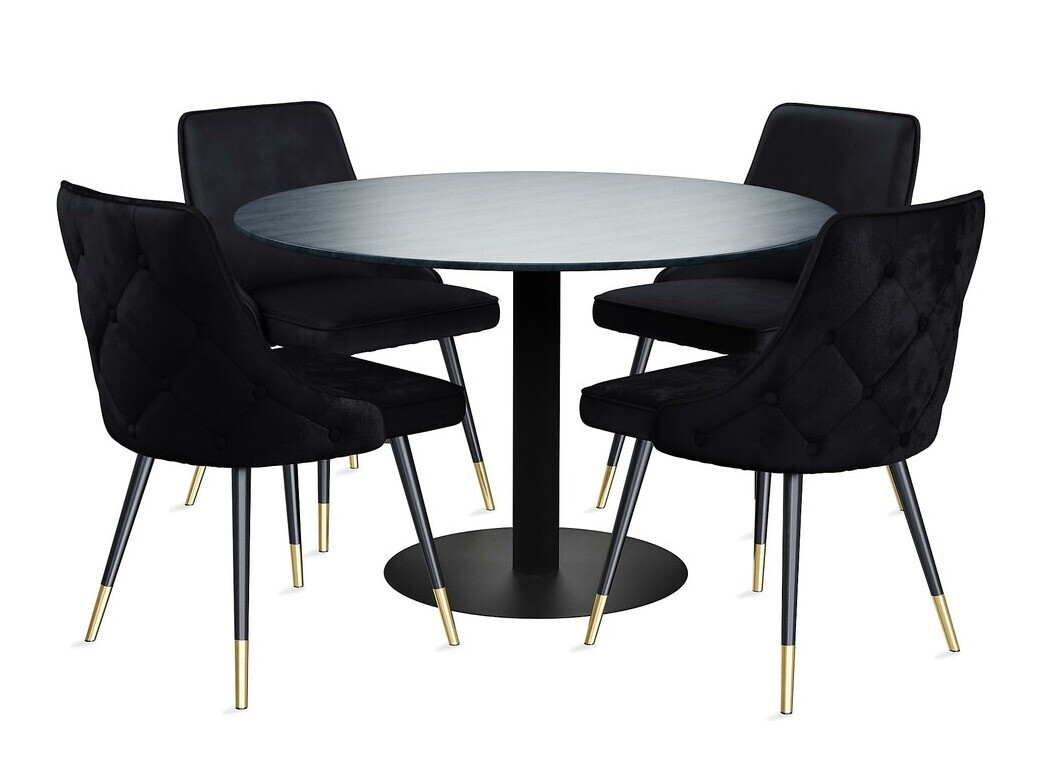 Conjunto de comedor Charleston 275 (Mármol gris + Negro)