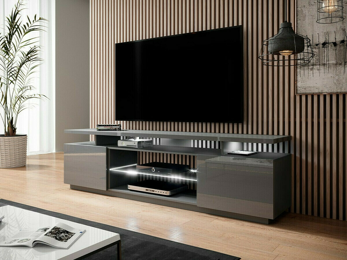 Mueble TV Charlotte 138 (Gris + Gris brillante)