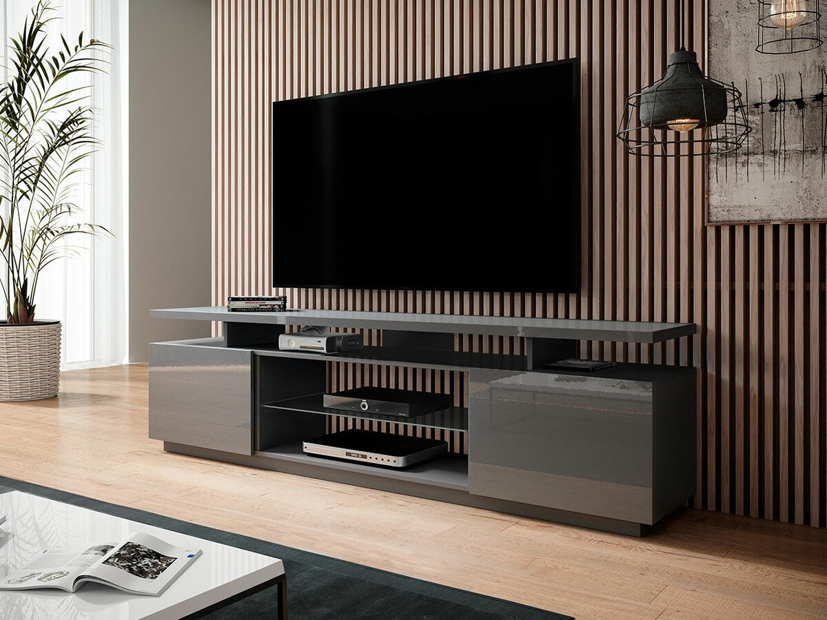 Mueble TV Charlotte 138 (Gris + Gris brillante)