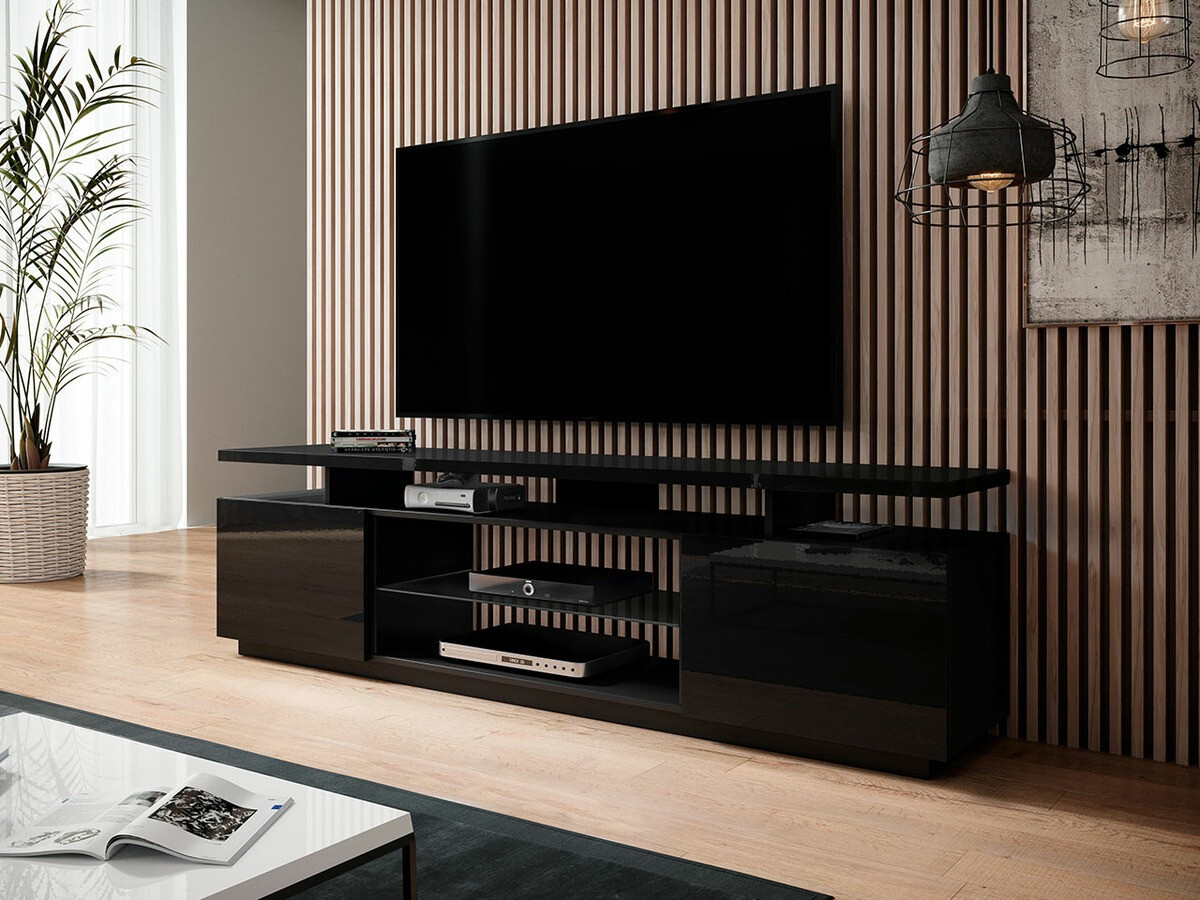 Mueble TV Figura (Negro + Negro brillante)