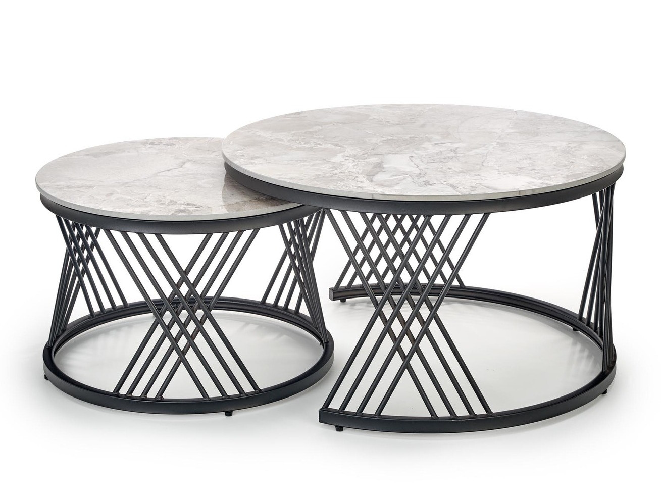 Conjunto mesa de centro Houston Acetum (Negro + Mármol gris)