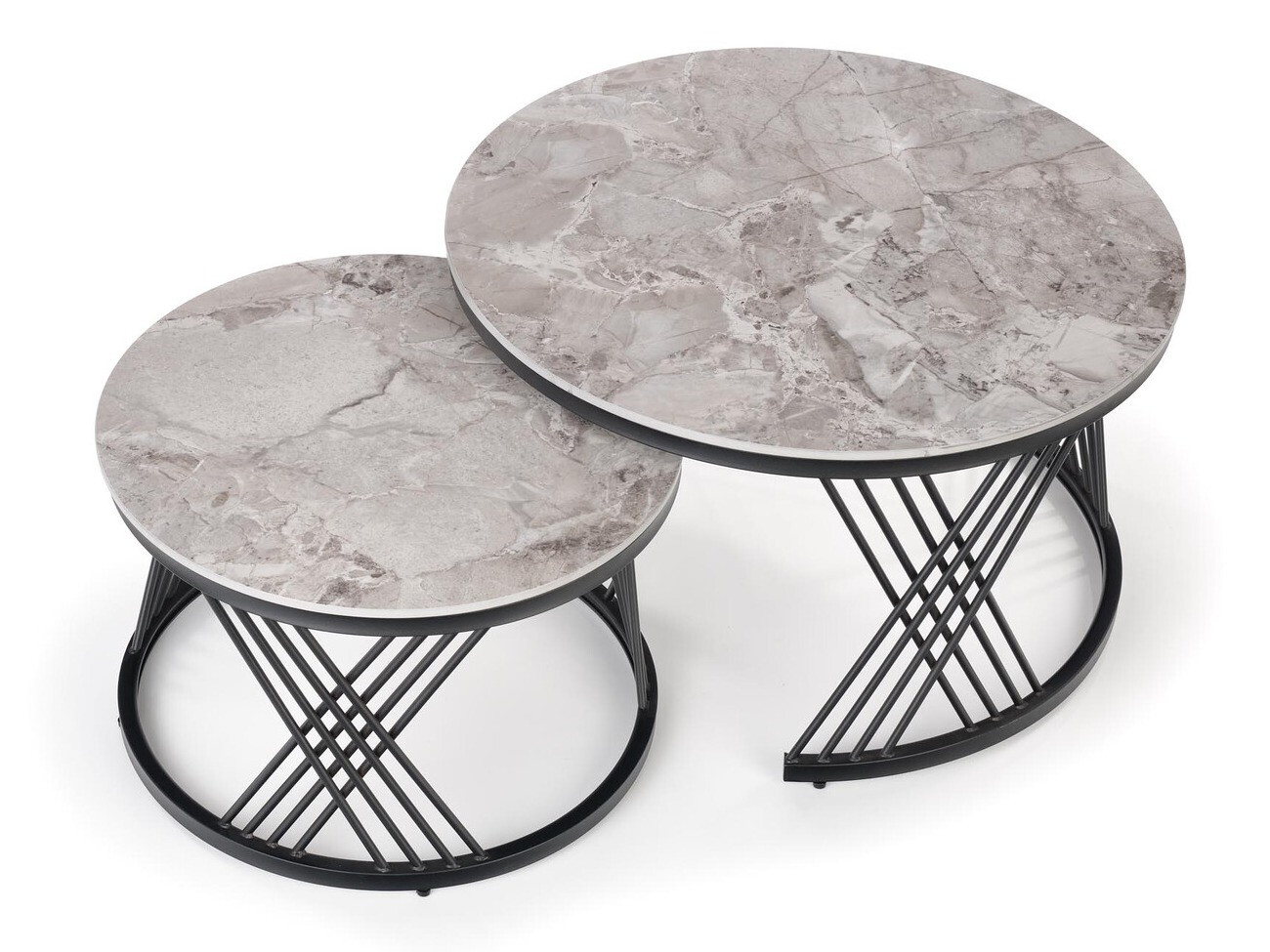 Conjunto mesa de centro Houston Acetum (Negro + Mármol gris)