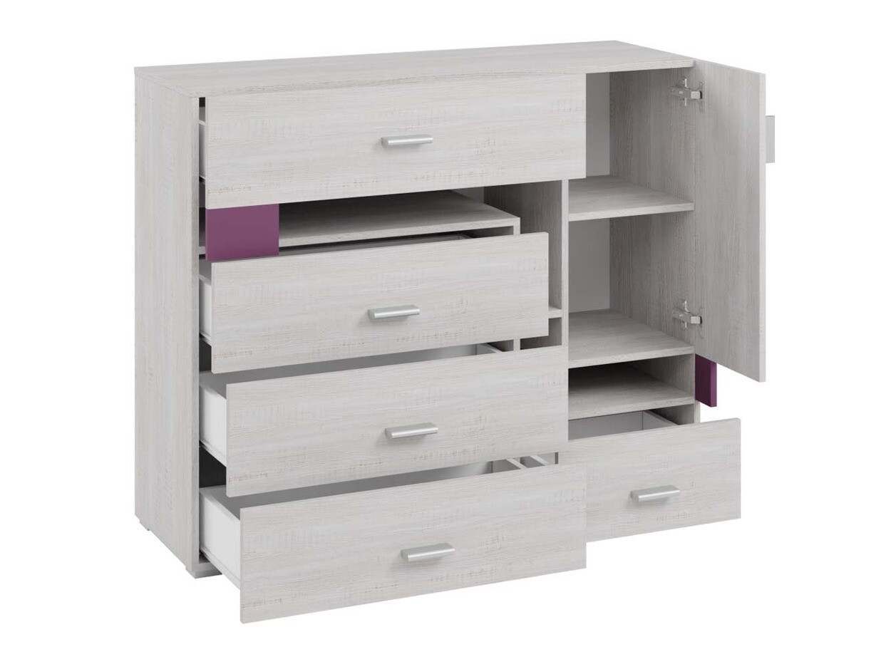 Cómoda Omaha D132 (Pino blanqueado + Púrpura)