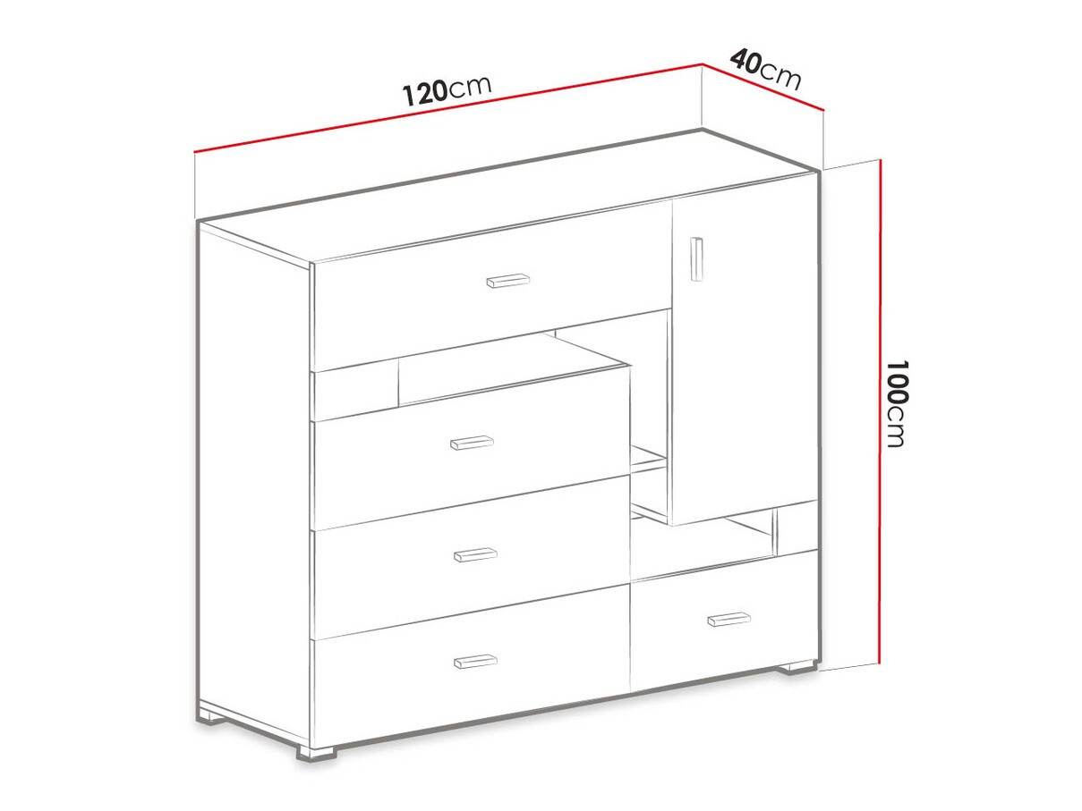 Cómoda Omaha D132 (Pino blanqueado + Púrpura)