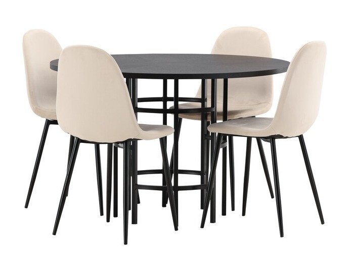 Conjunto de mesas y sillas para comedor Dallas 3424 (Negro + Beige)