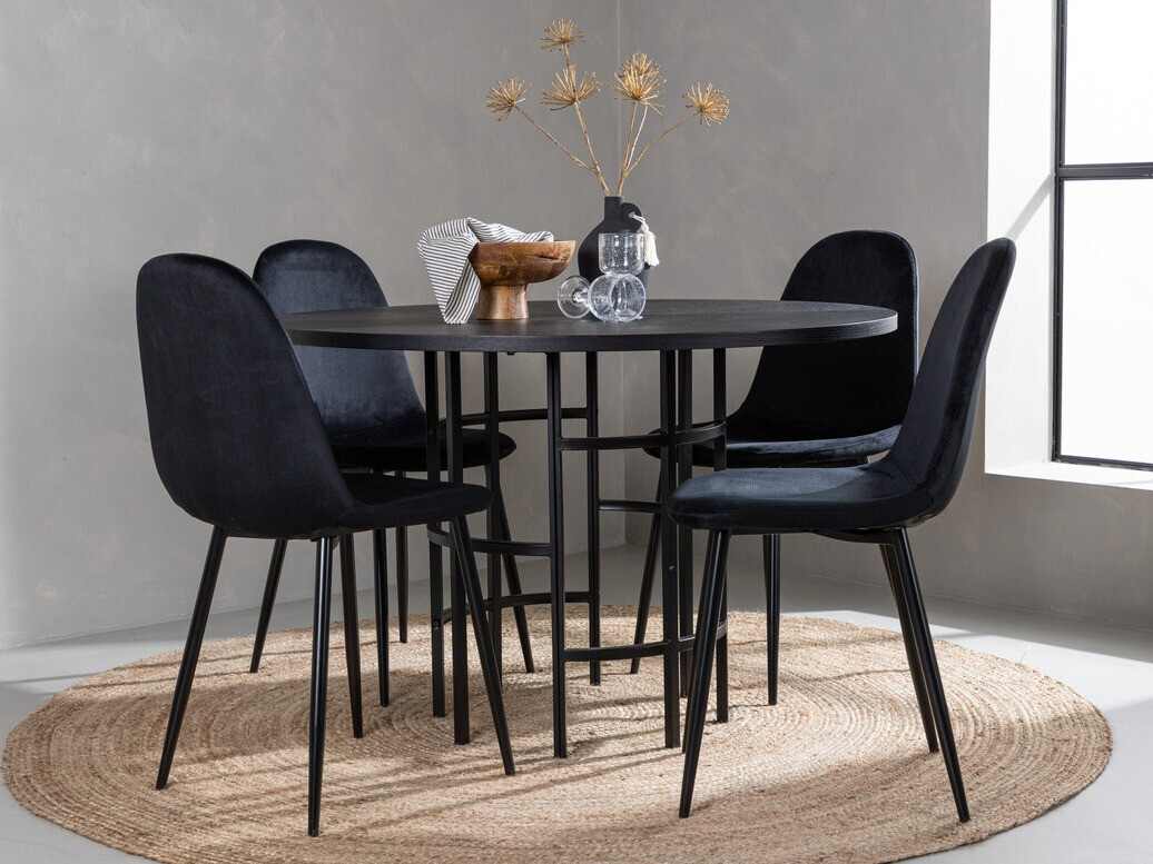 Conjunto de mesas y sillas para comedor Dallas 3424 (Negro)