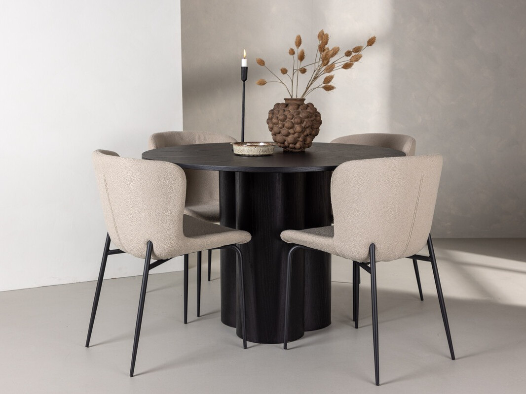 Conjunto de mesas y sillas para comedor Dallas 3432 (Beige + Marrón)