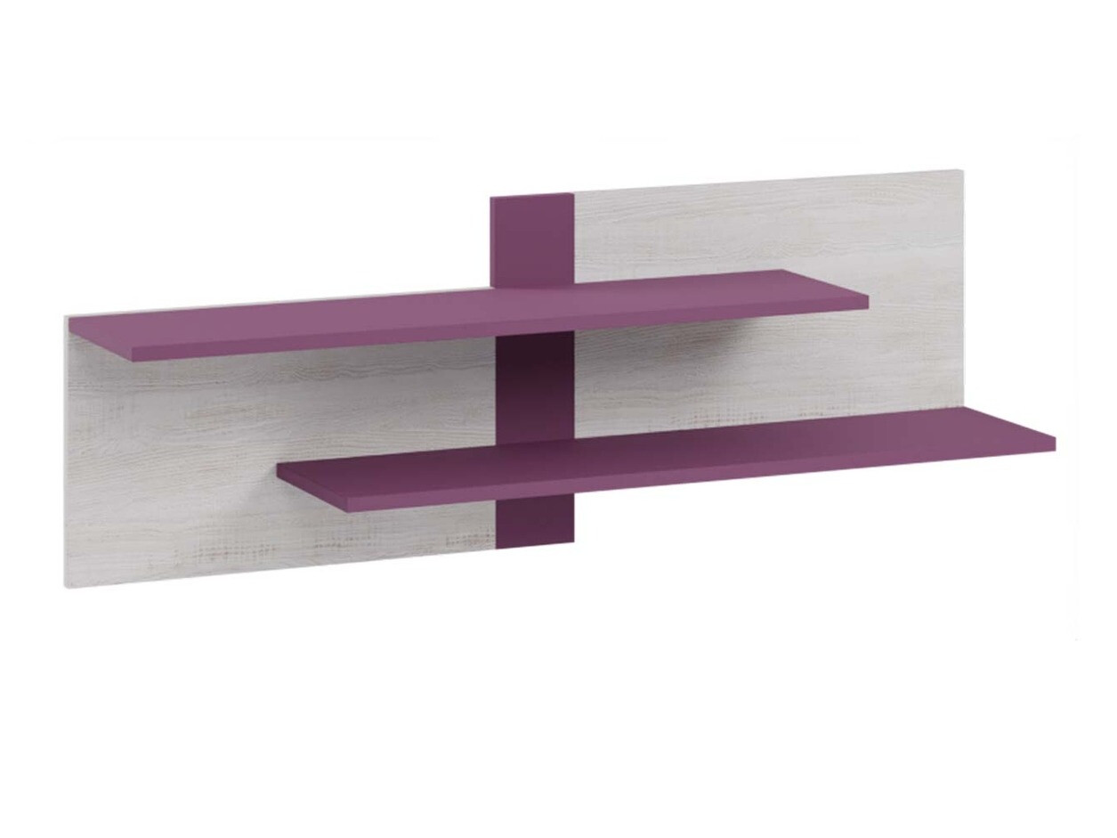 Estantería de pared Omaha D137 (Pino blanqueado + Púrpura)