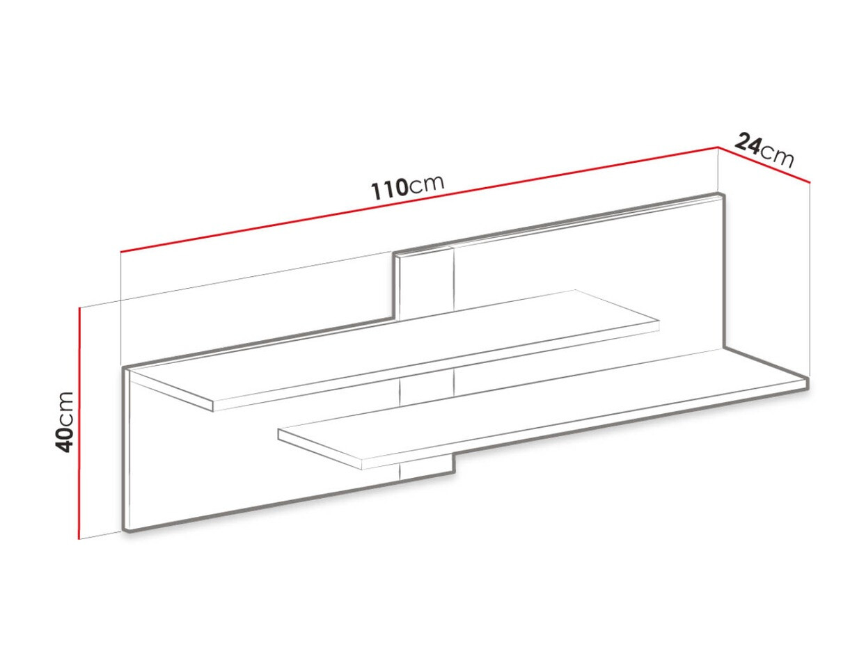 Estantería de pared Omaha D137 (Pino blanqueado + Púrpura)