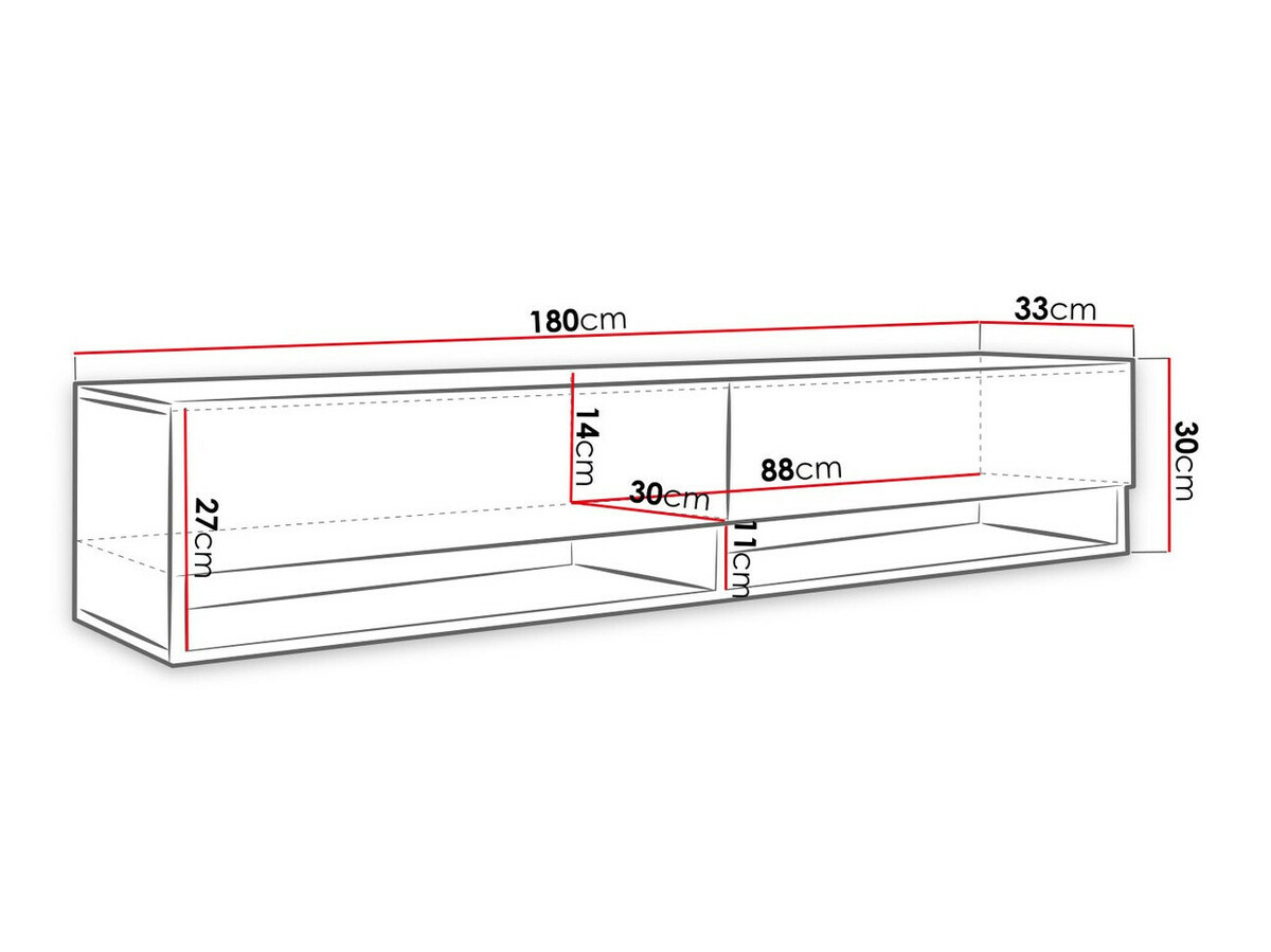 Mueble TV Sarasota 119 (Roble wotan + Negro brillante)