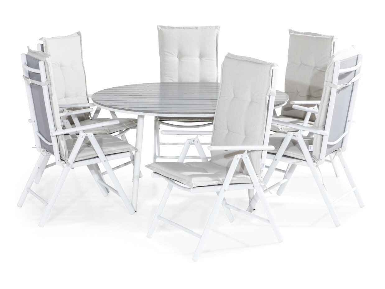 Conjunto de mesa y sillas Comfort Garden 1616 (Blanco + Gris)