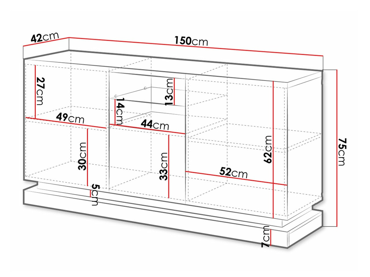 Aparador Charlotte 186 (Blanco + Blanco brillante)
