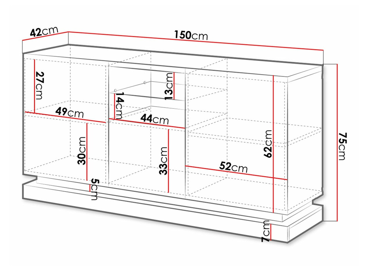 Aparador Linar (Negro + Negro brillante)