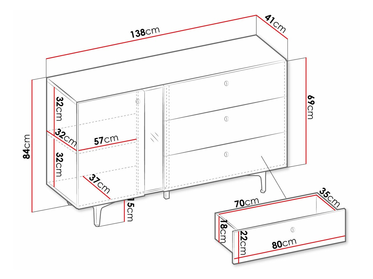 Cómoda Fresno AF103 (Azul)