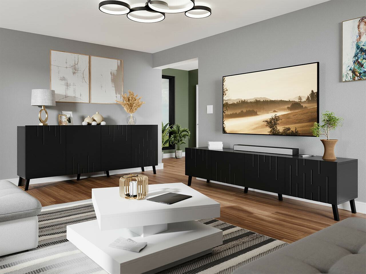 Conjunto de salón Charlotte 212 (Negro)