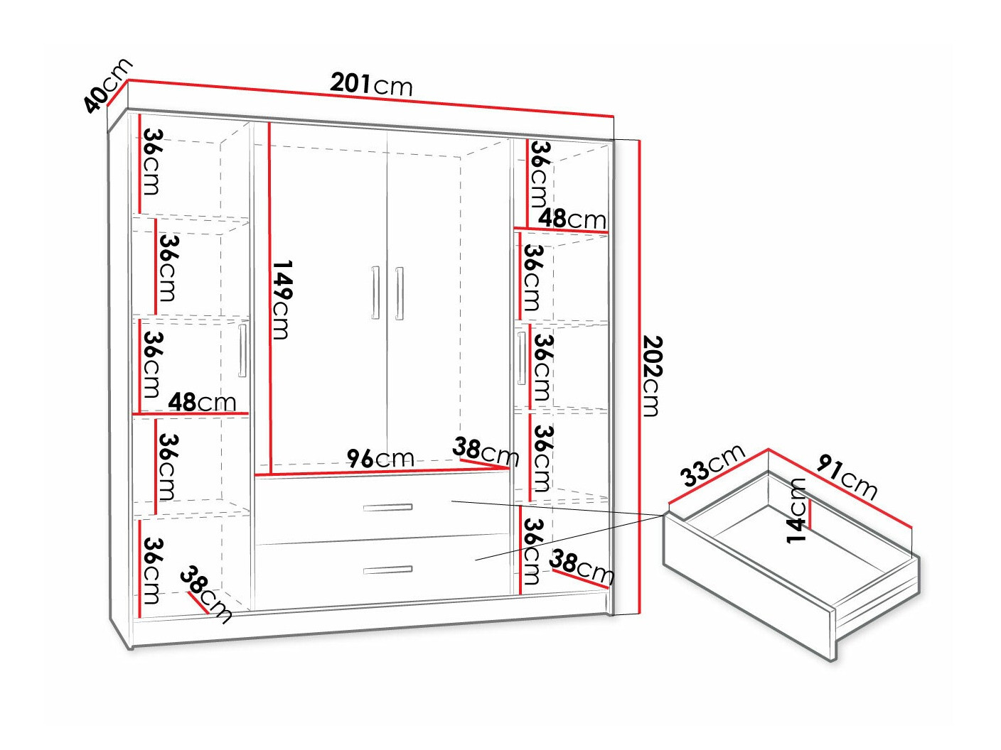 Armario Hartford 374 (Negro + Dorado)