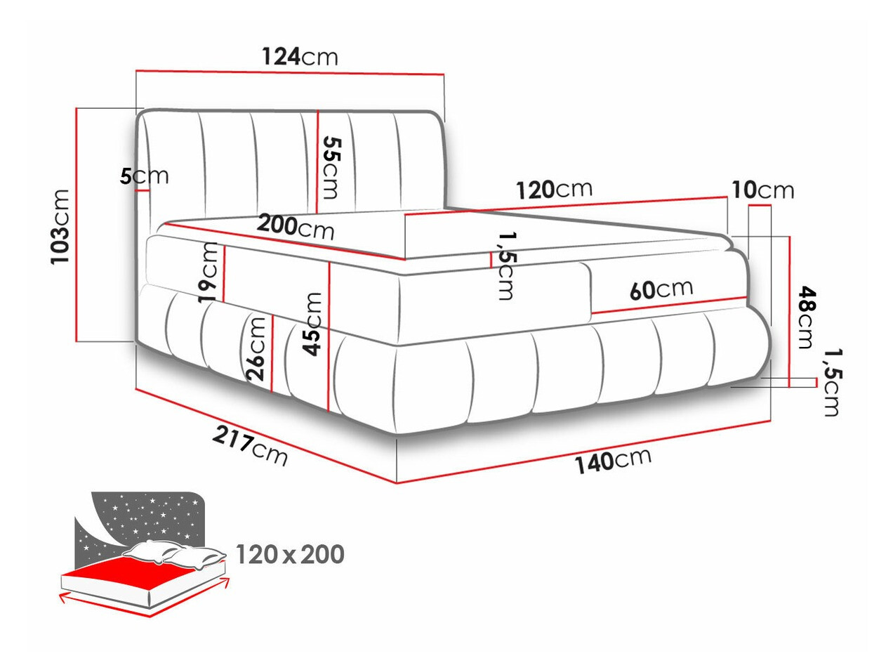 Cama continental Baltimore 152 (Kronos 26)