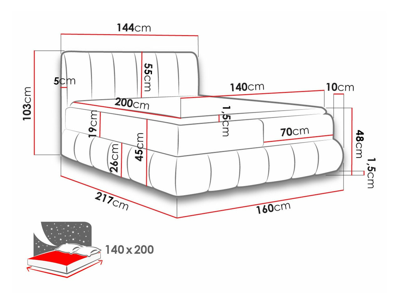 Cama continental Baltimore 152 (Kronos 26)