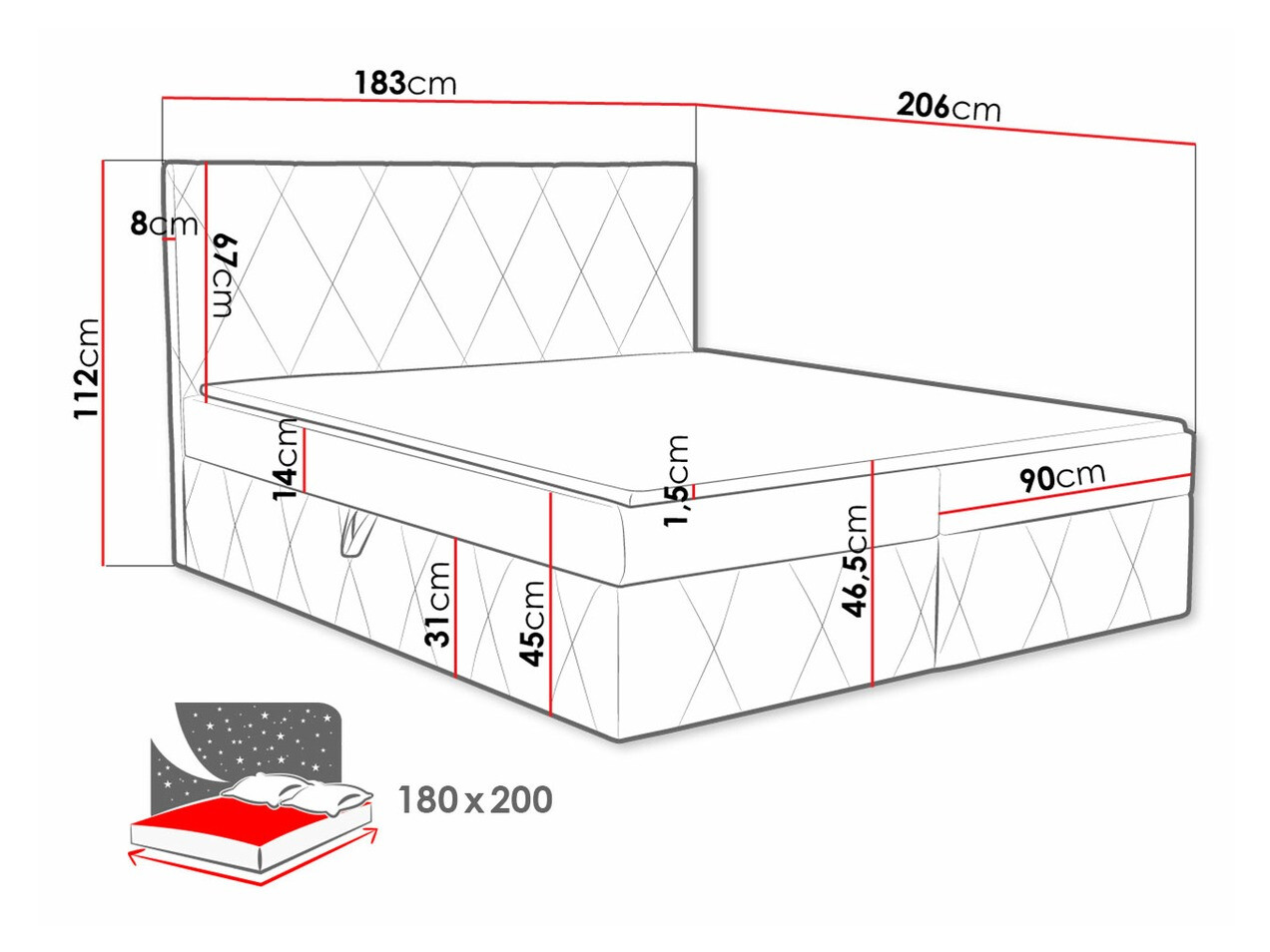 Cama continental Comfivo 225 (Magic Velvet 2216)