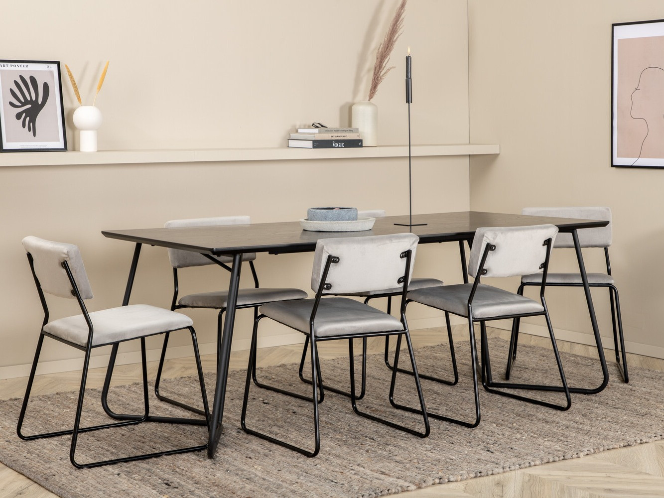 Conjunto de mesas y sillas para comedor Dallas 2715 (Gris + Negro)