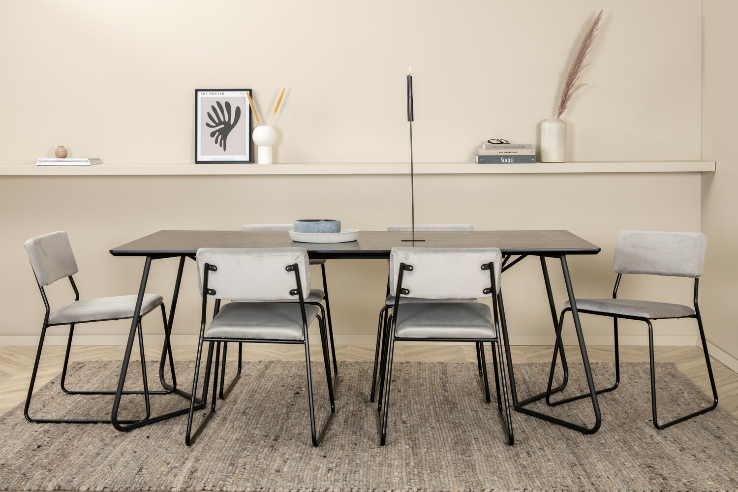Conjunto de mesas y sillas para comedor Dallas 2715 (Gris + Negro)