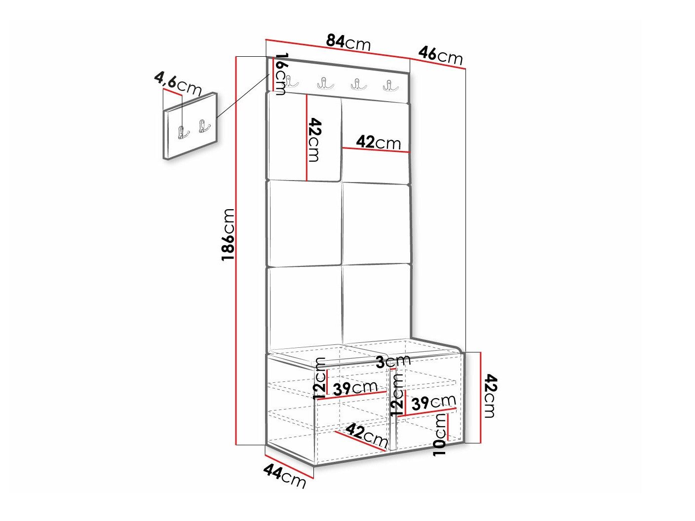 Conjunto para recibidor Hartford 375 (Blanco)