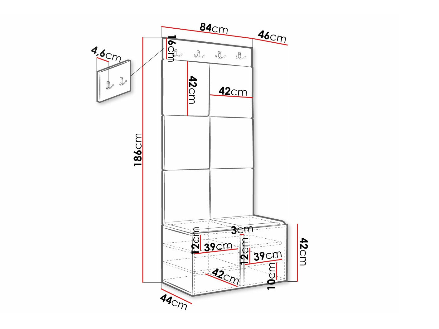 Conjunto para recibidor Hartford 375 (Negro)