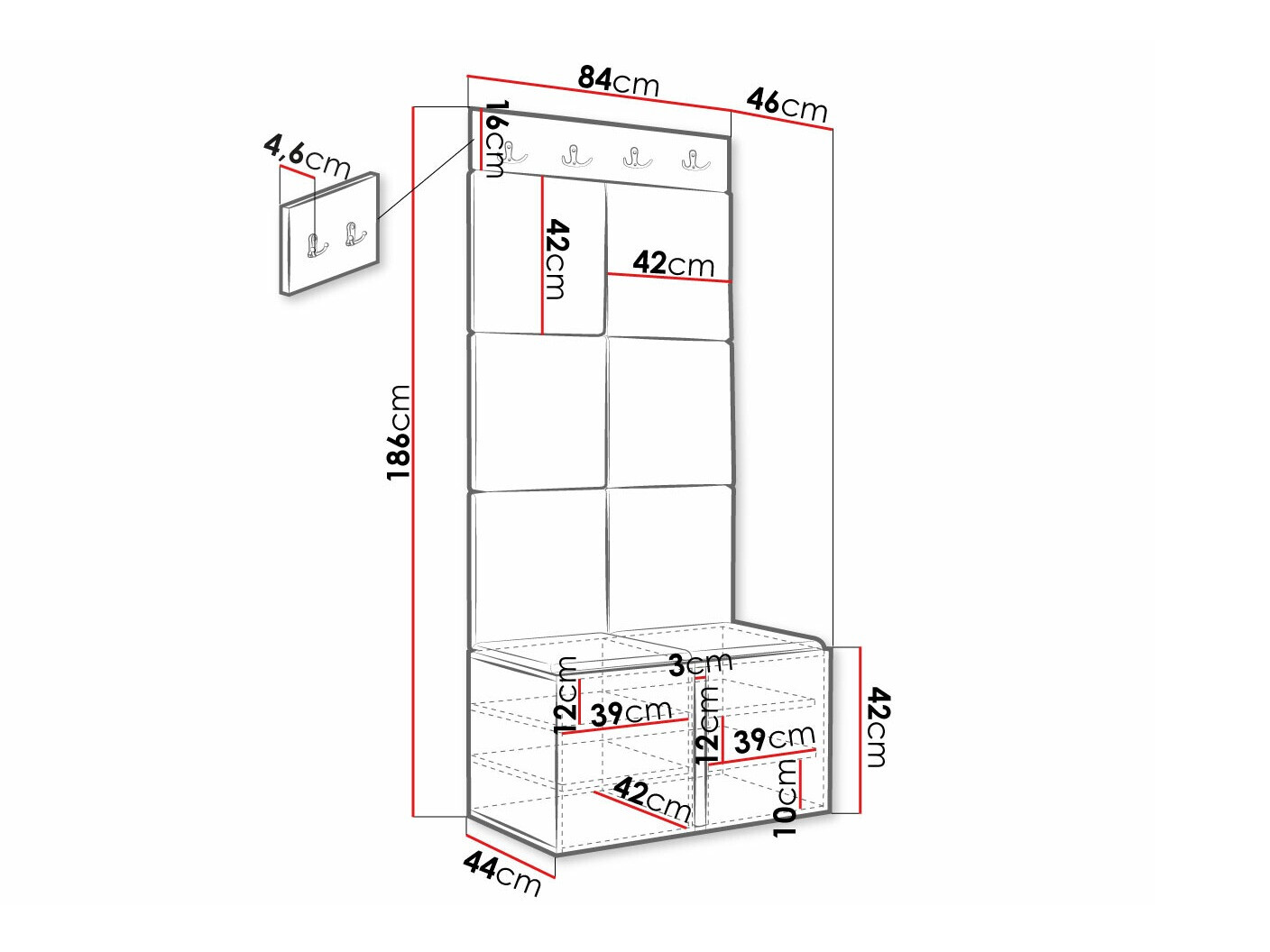 Conjunto para recibidor Hartford 375 (Negro)