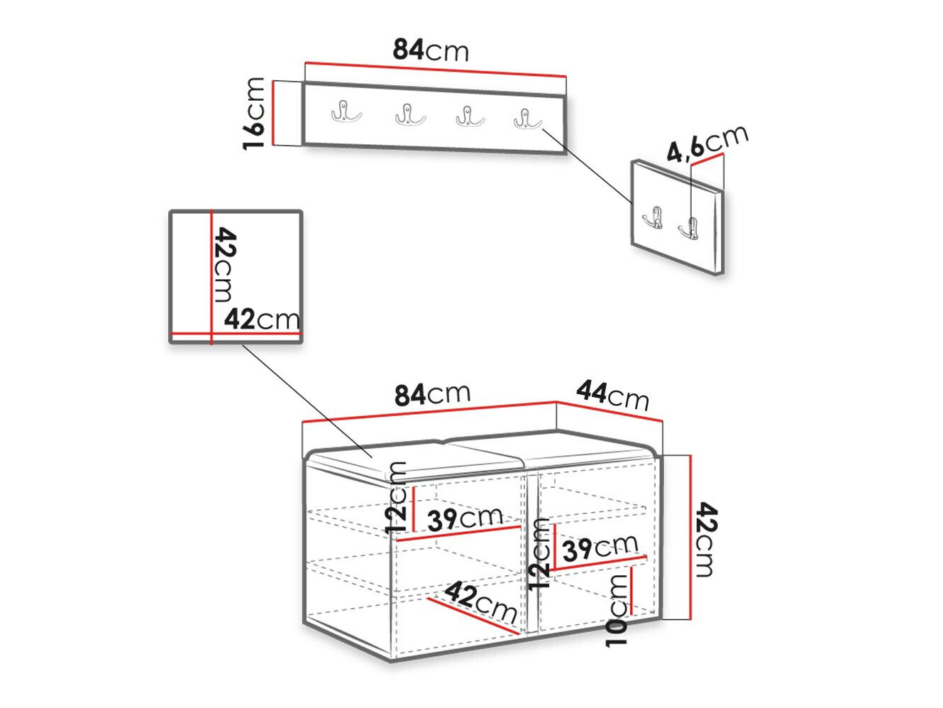 Conjunto para recibidor Hartford 376 (Blanco)