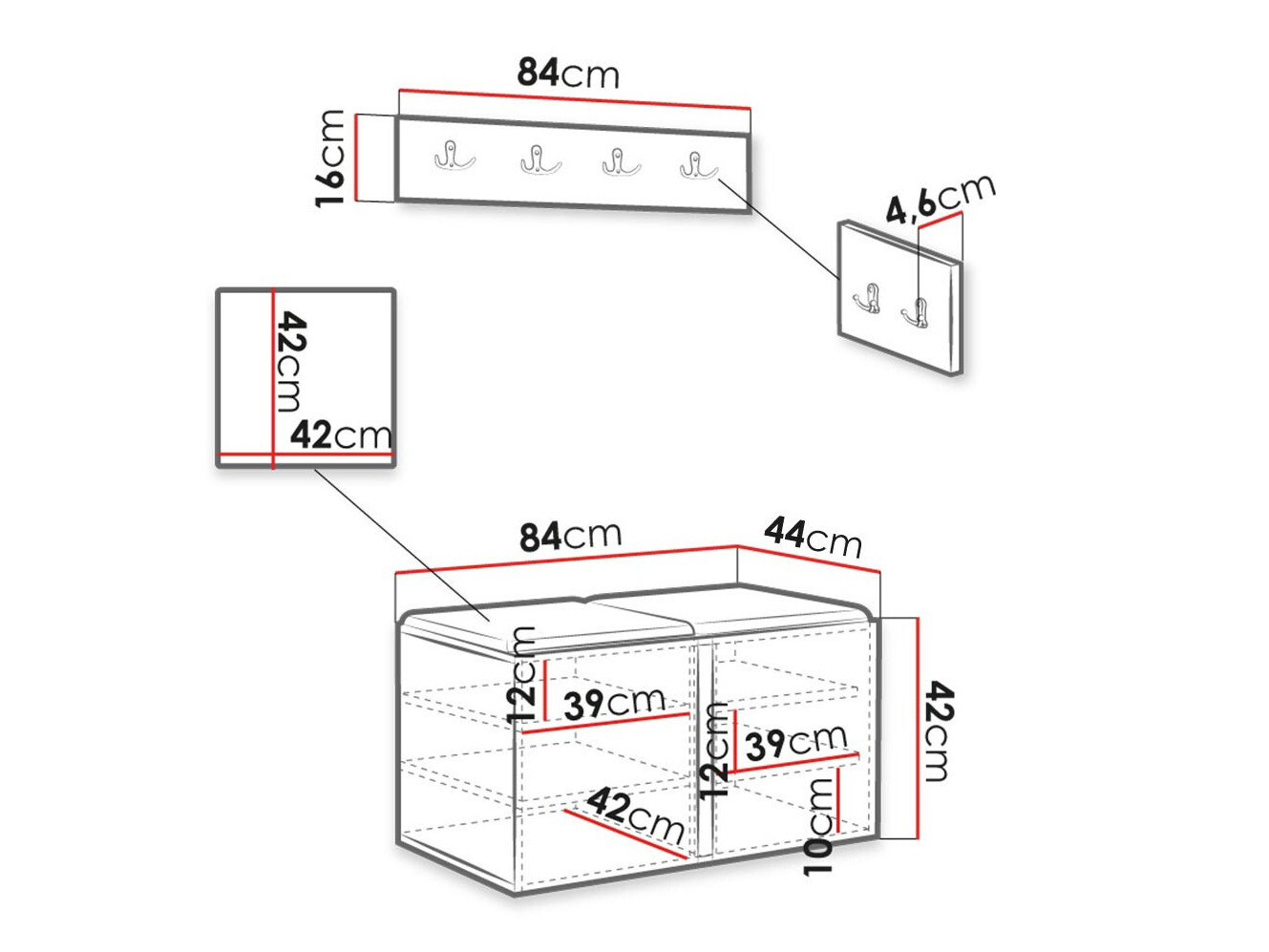 Conjunto para recibidor Hartford 376 (Negro)