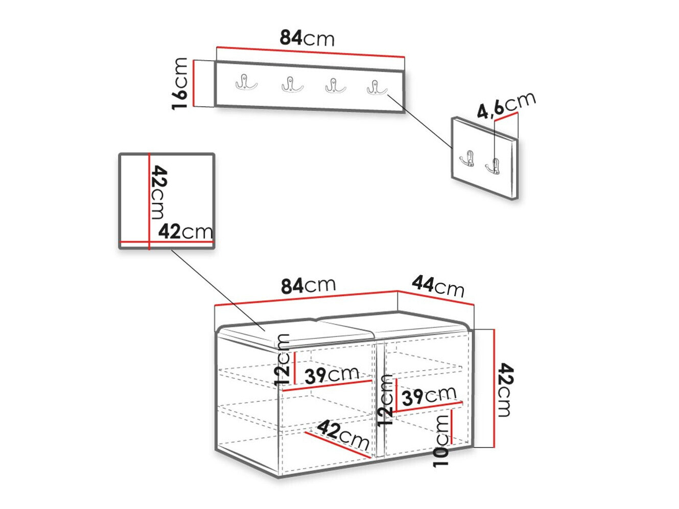 Conjunto para recibidor Hartford 376 (Negro)