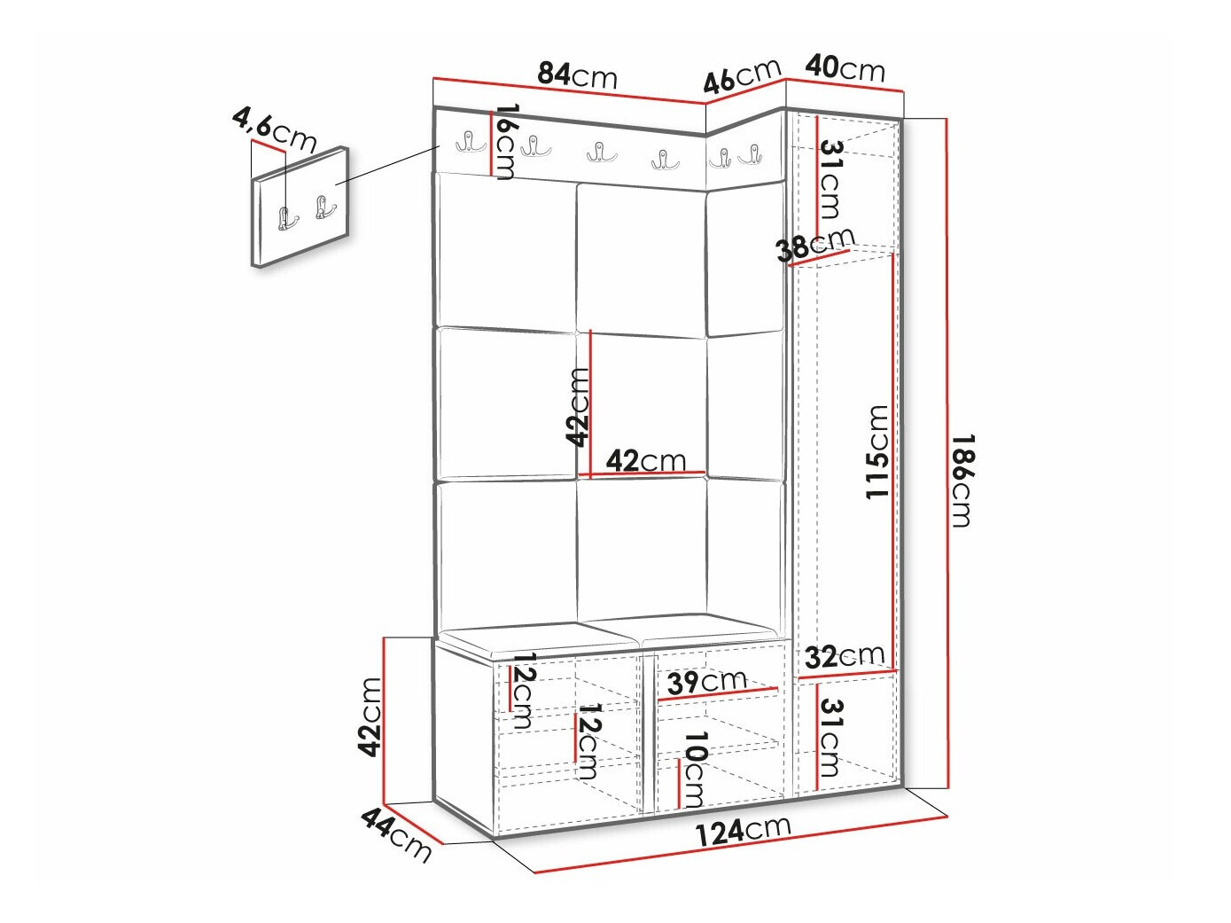 Conjunto para recibidor Hartford 377 (Negro)