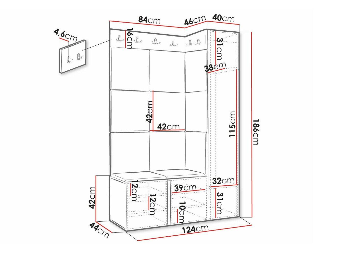 Conjunto para recibidor Hartford 377 (Negro)