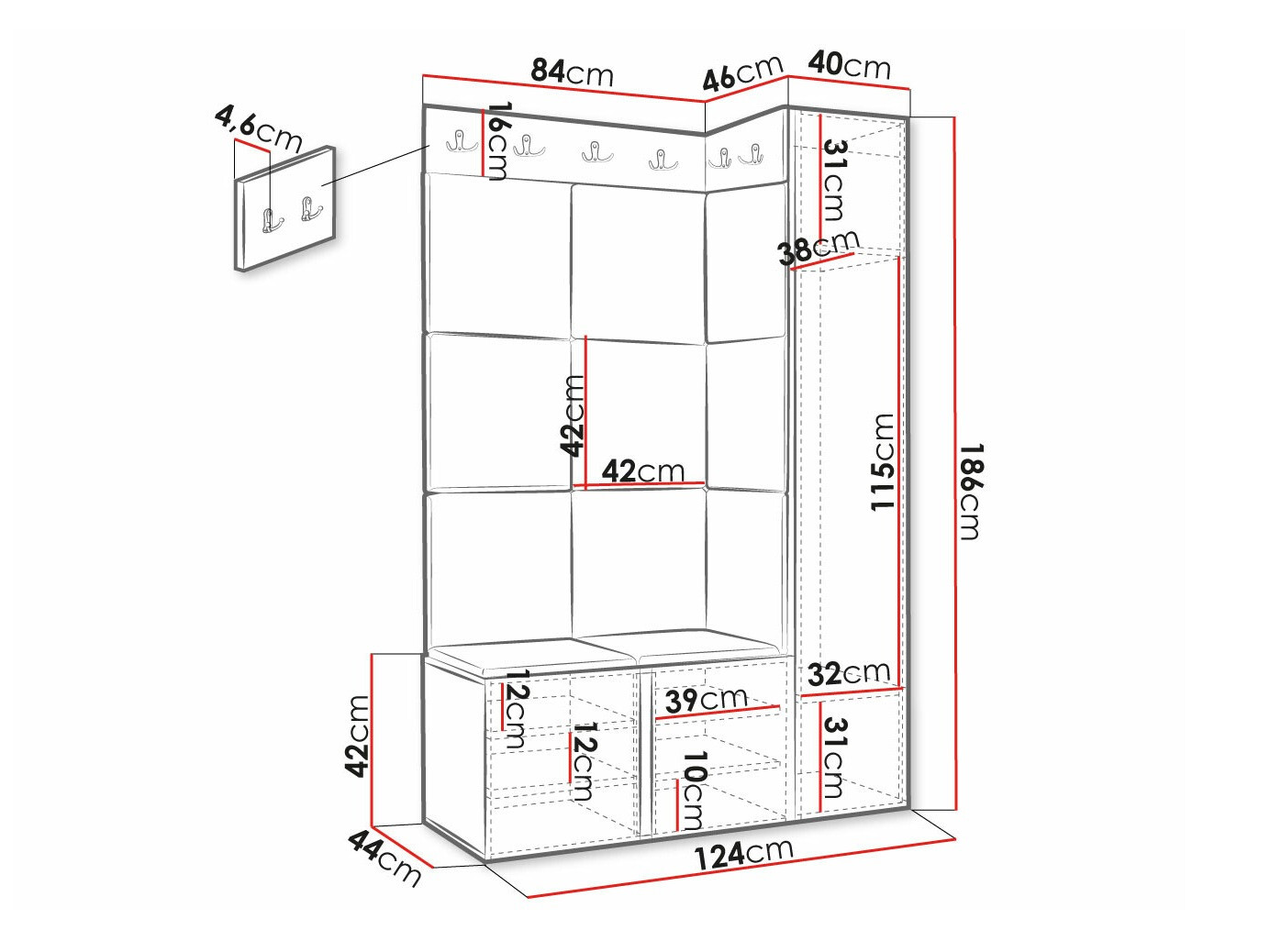 Conjunto para recibidor Hartford 377 (Blanco)