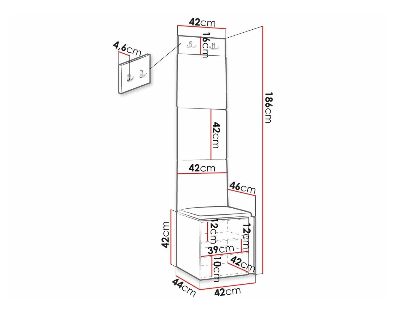 Conjunto para recibidor Hartford 378 (Negro)