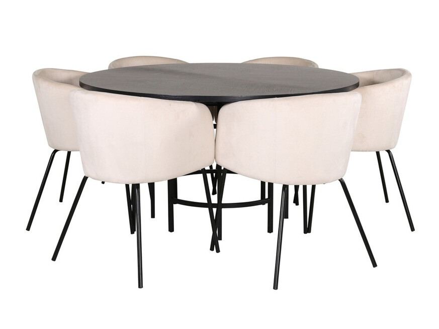 Conjunto de comedor Dallas 2378 (Negro + Crema)