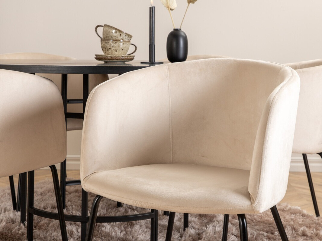 Conjunto de comedor Dallas 2378 (Negro + Crema)