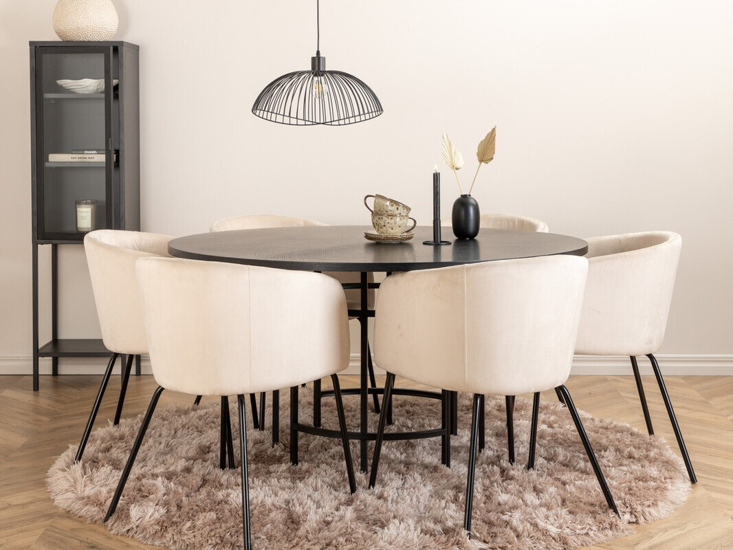 Conjunto de mesas y sillas para comedor Dallas 2378 (Negro + Crema)