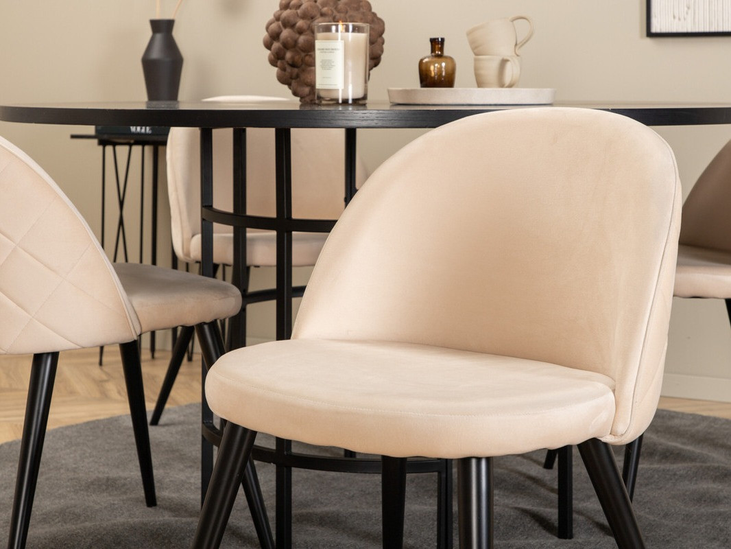 Conjunto de mesas y sillas para comedor Dallas 2386 (Negro + Crema)