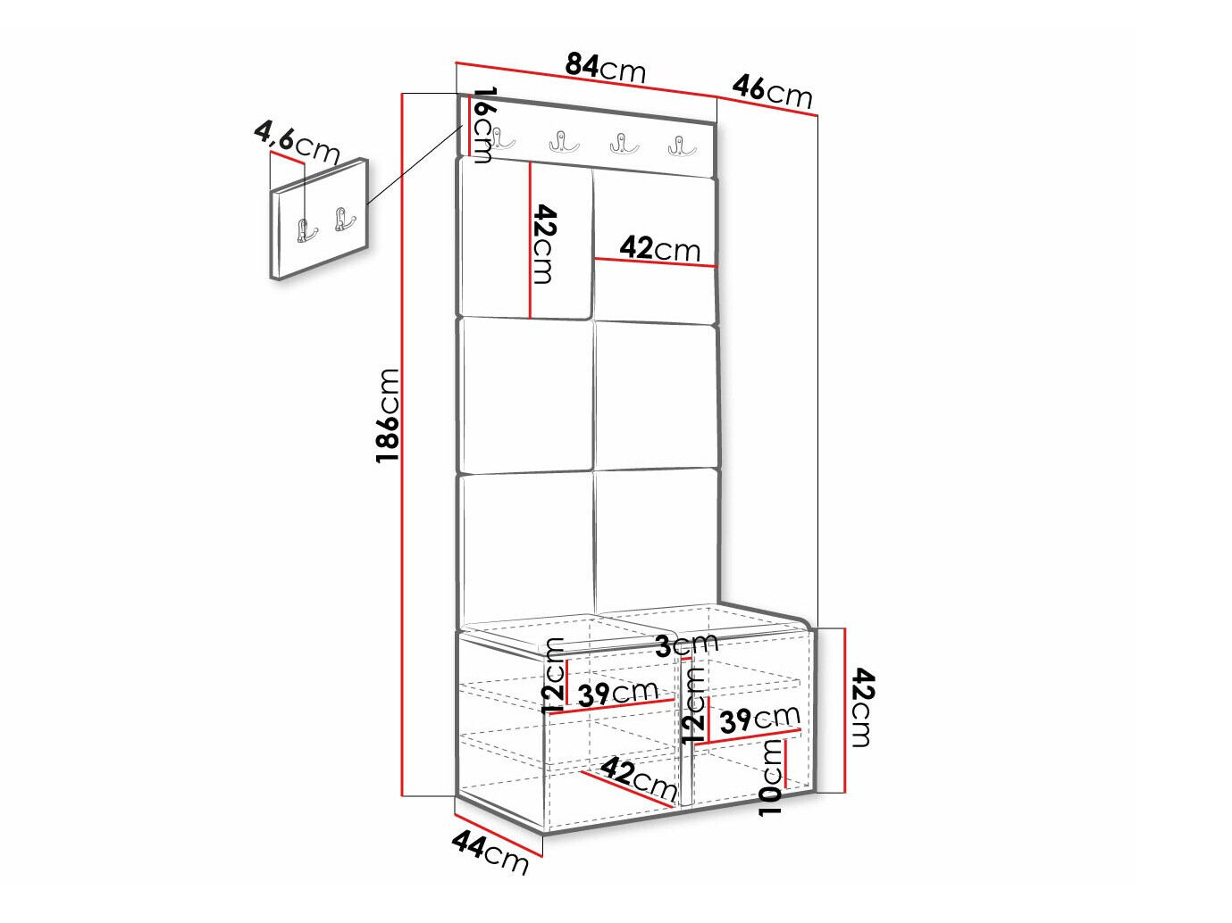 Conjunto para recibidor Hartford 383 (Negro)
