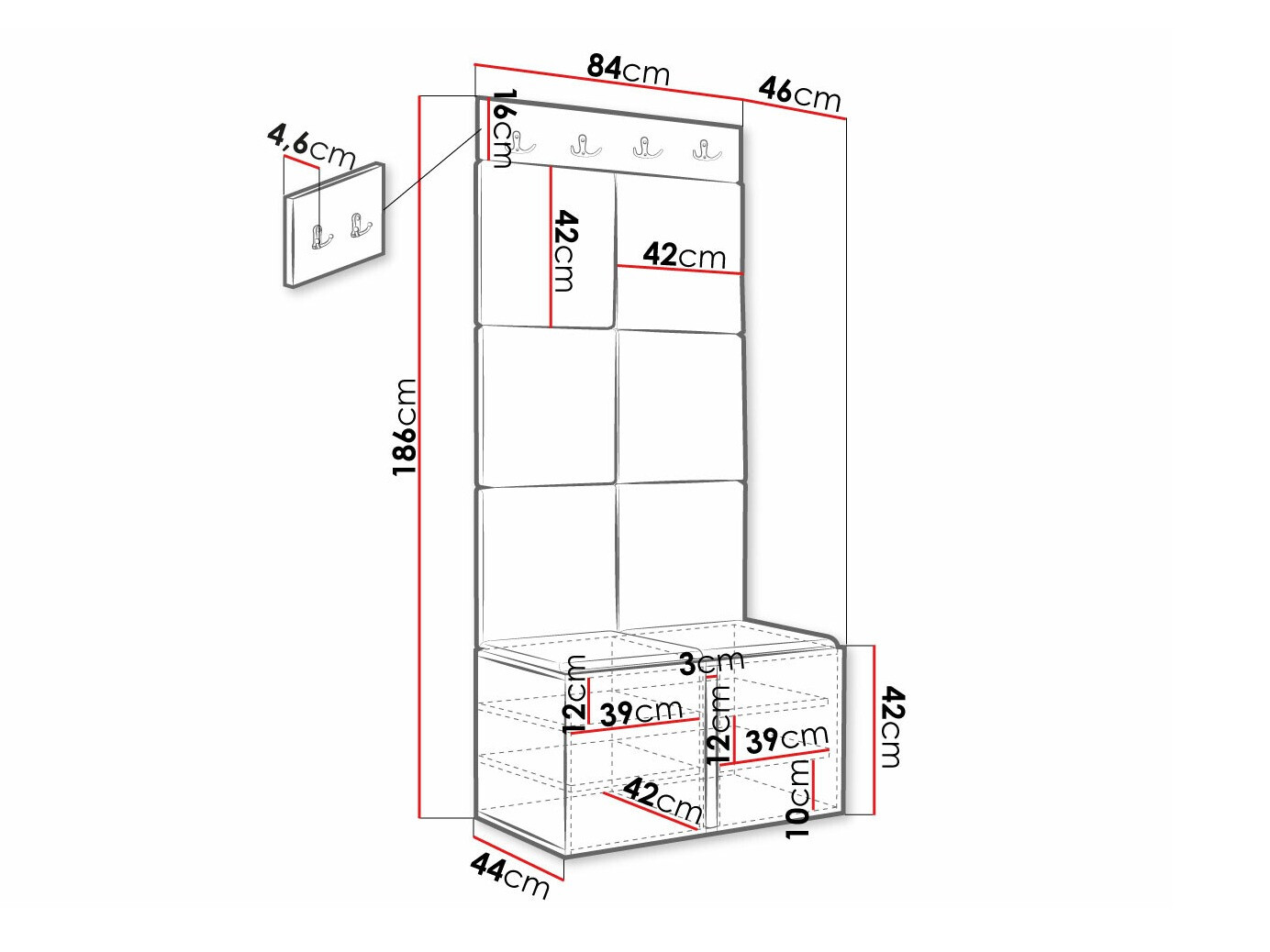 Conjunto para recibidor Hartford 383 (Negro)
