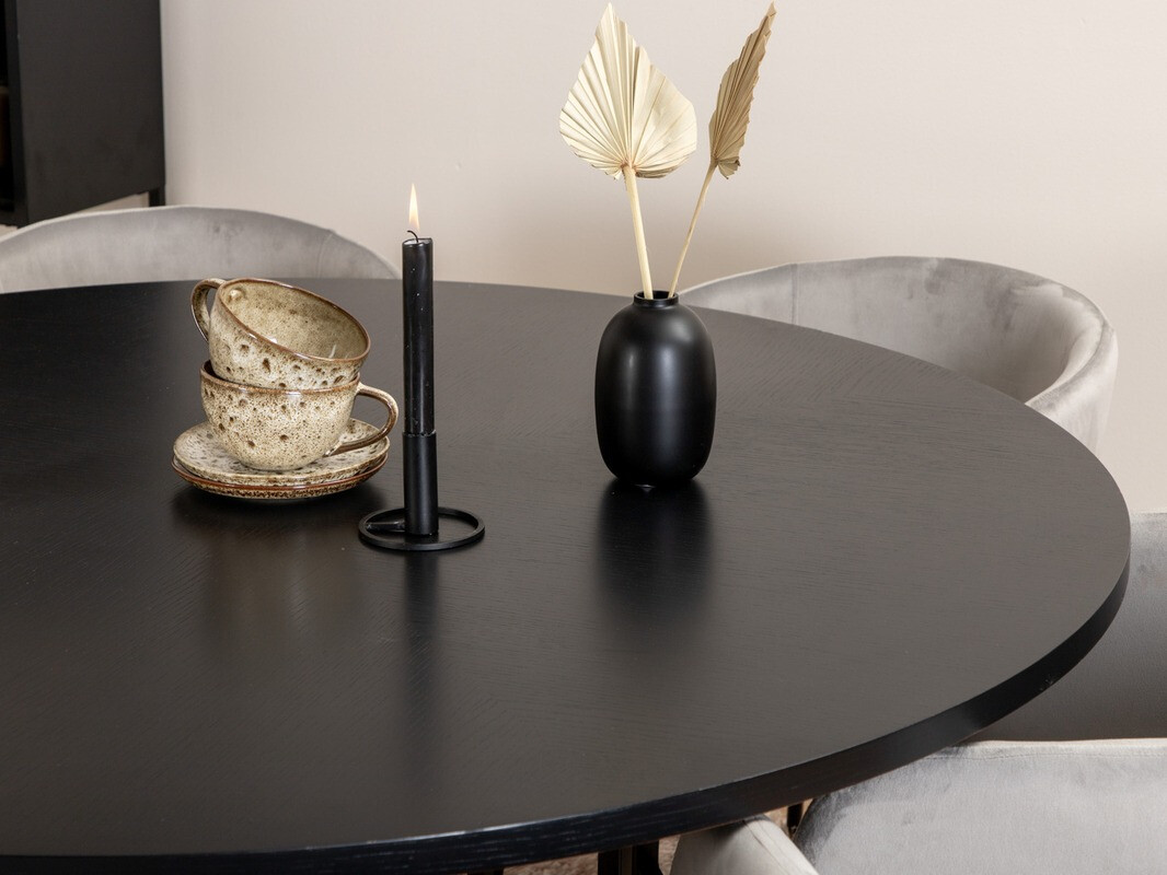 Conjunto de comedor Dallas 2378 (Negro + Gris claro)