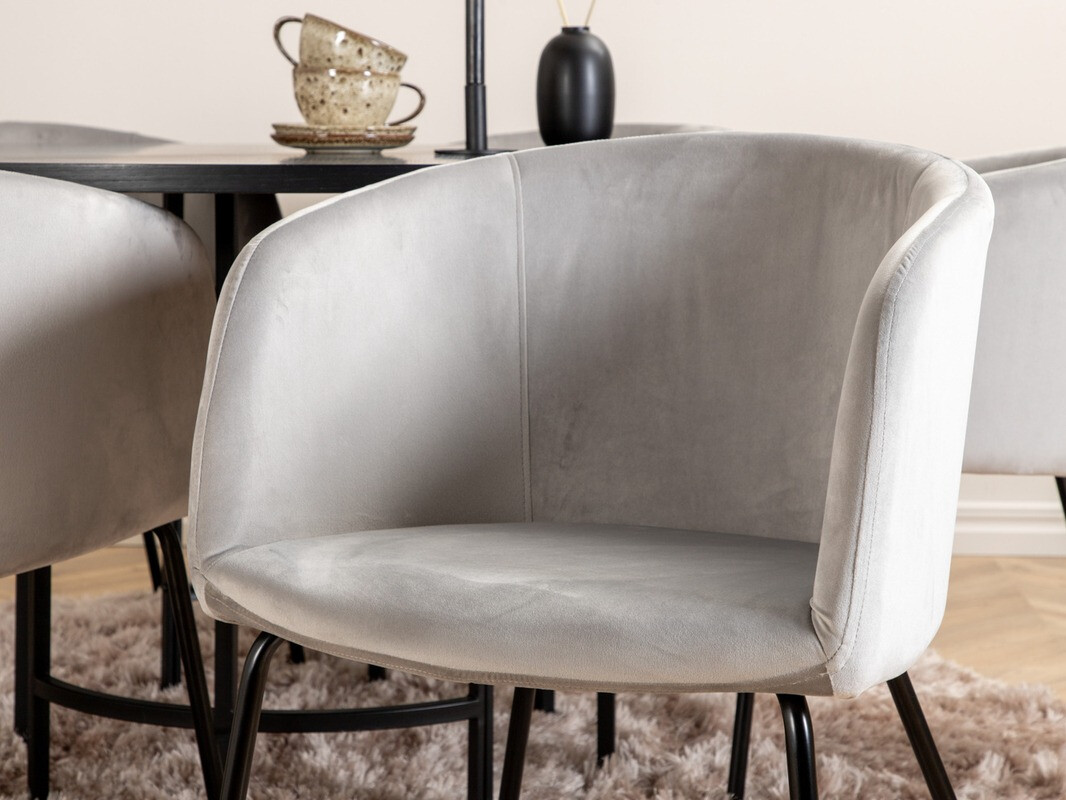 Conjunto de comedor Dallas 2378 (Negro + Gris claro)