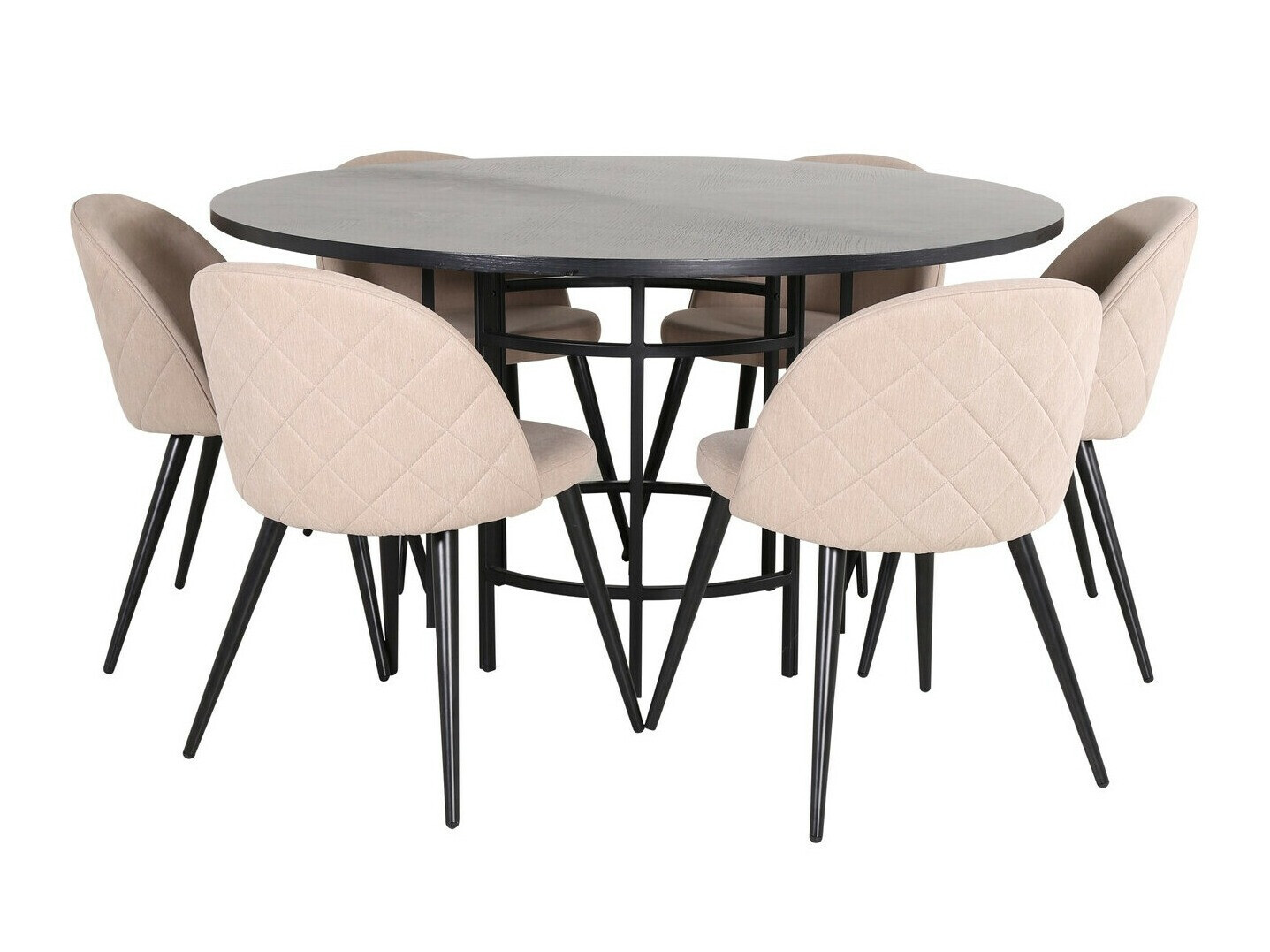 Conjunto de comedor Dallas 2387 (Negro + Beige)
