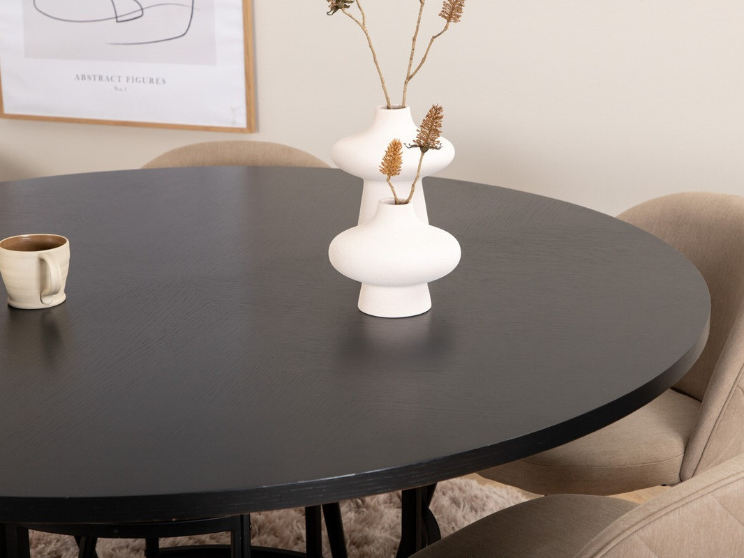 Conjunto de comedor Dallas 2387 (Negro + Beige)