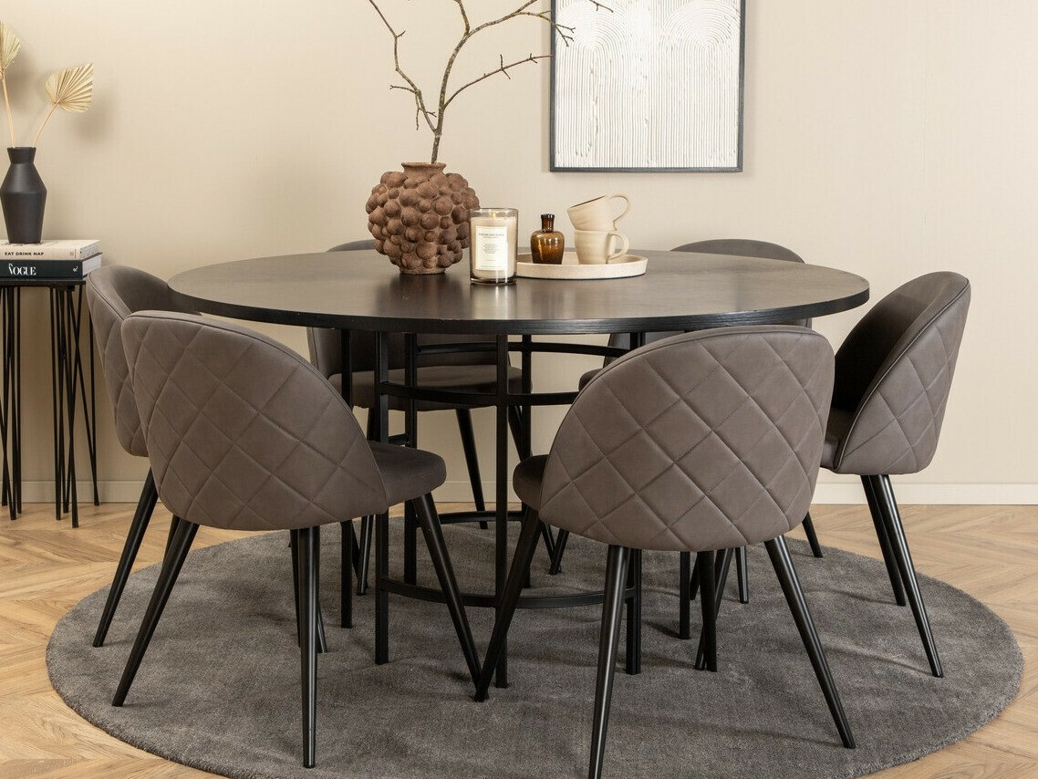Conjunto de comedor Dallas 2387 (Negro + Gris)