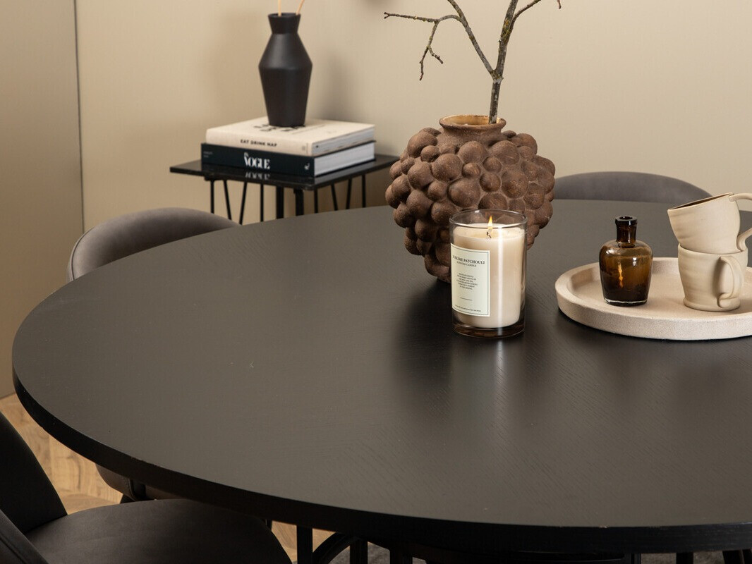 Conjunto de comedor Dallas 2387 (Negro + Gris)