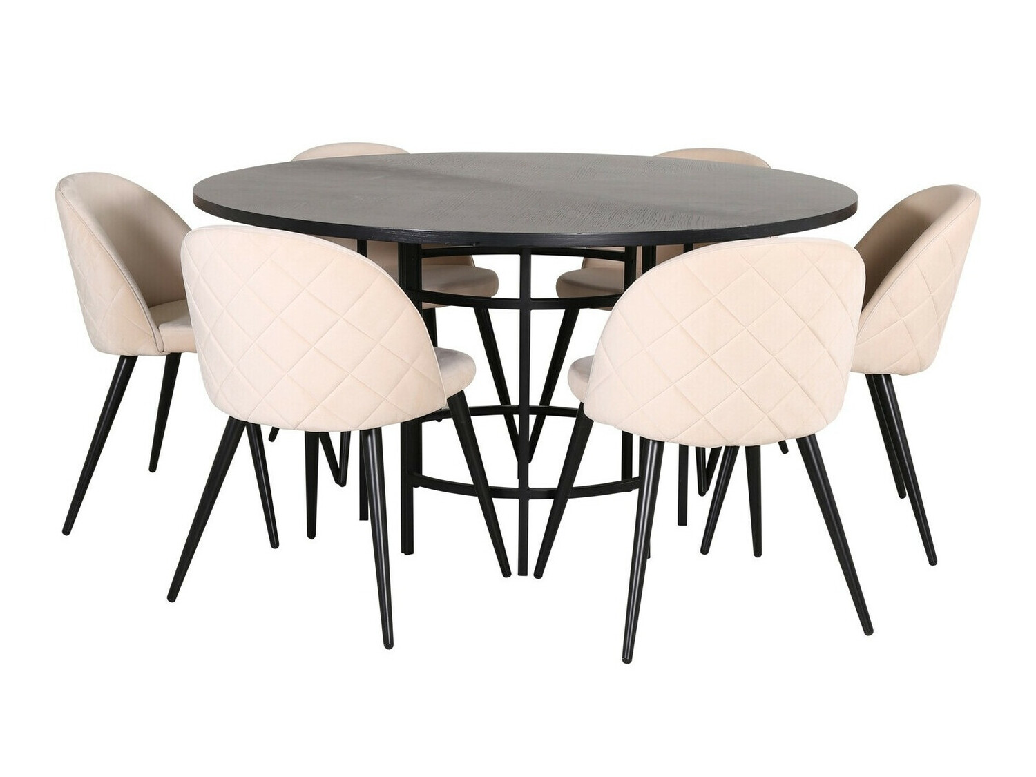 Conjunto de mesas y sillas para comedor Dallas 2387 (Negro + Crema)