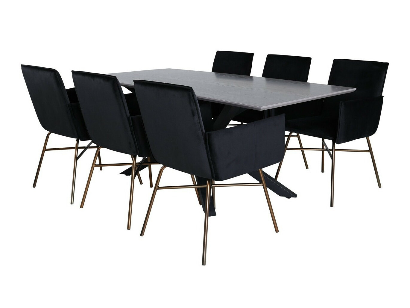 Conjunto de mesas y sillas para comedor Dallas 2701 (Negro + Cobre)